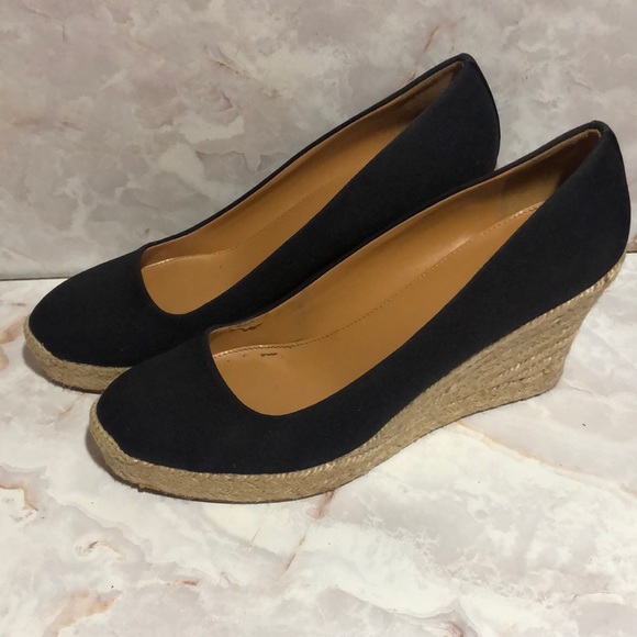 J. Crew Shoes - J. Crew navy blue wedge espadrilles size 9